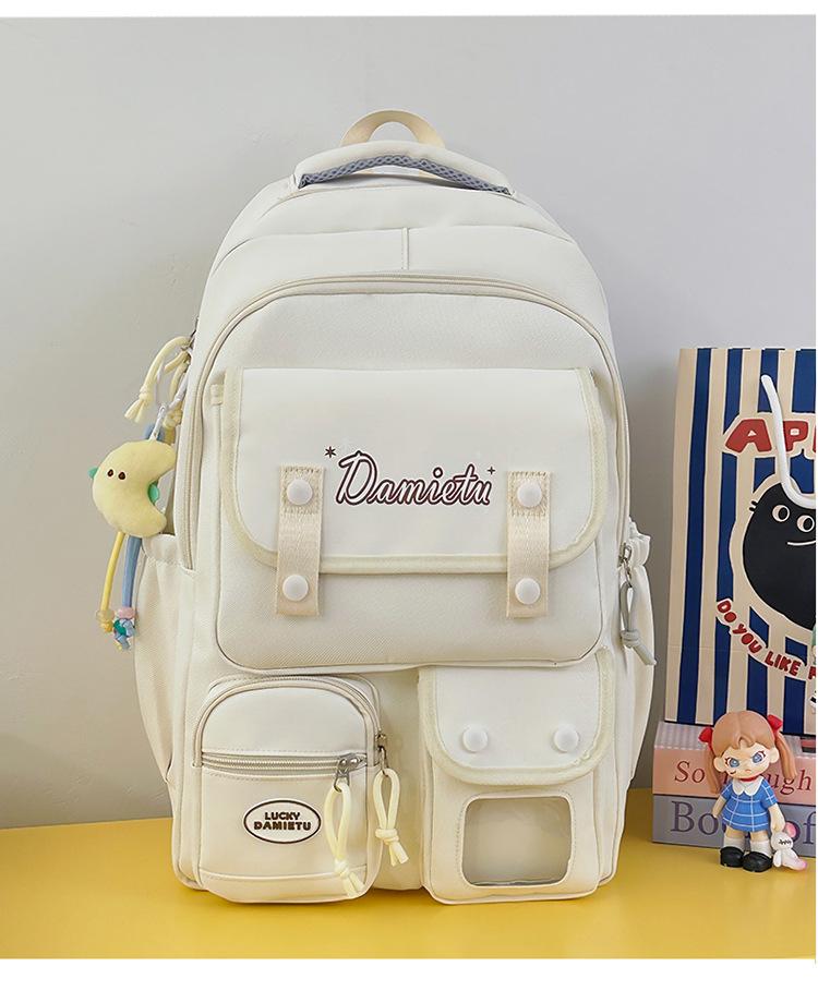 School bag summer new academic style cute large capacity school bag casual versatile backpack simple lightweight sweet backpack