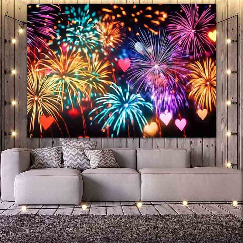 Heart Night Scene Photography Backdrop New Year Holiday Celebration Party Photo Booth Background Festival Studio Decor P