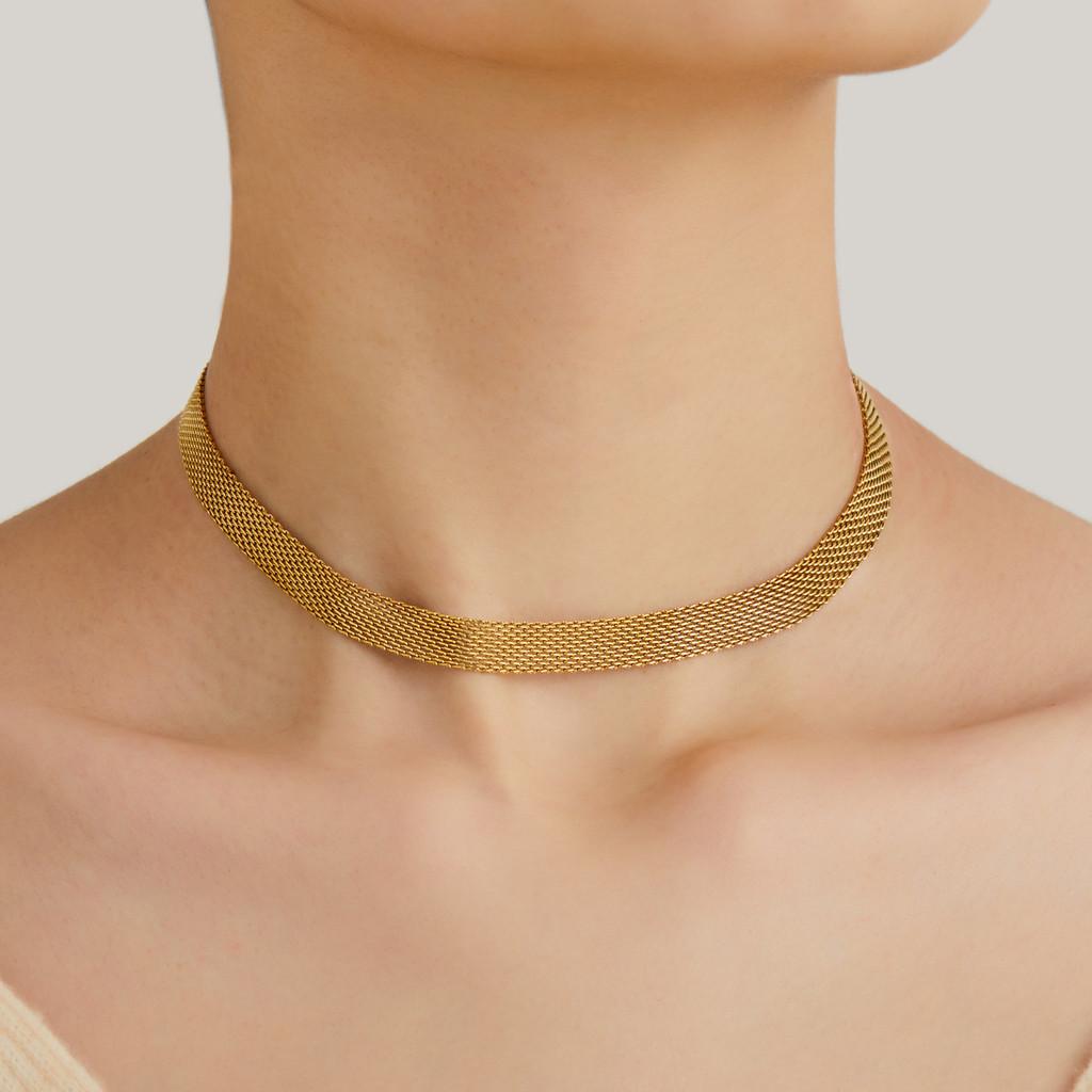 Elegant Gold Titanium Necklace Contemporary Ins Hip Hop Choker For Trendy Style Womens