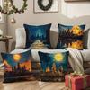 Angkor Wat Pillow Case Anti-dustmite Pillowcase Invisible Zipper Silky Short Plush Sofa Cushion Cover