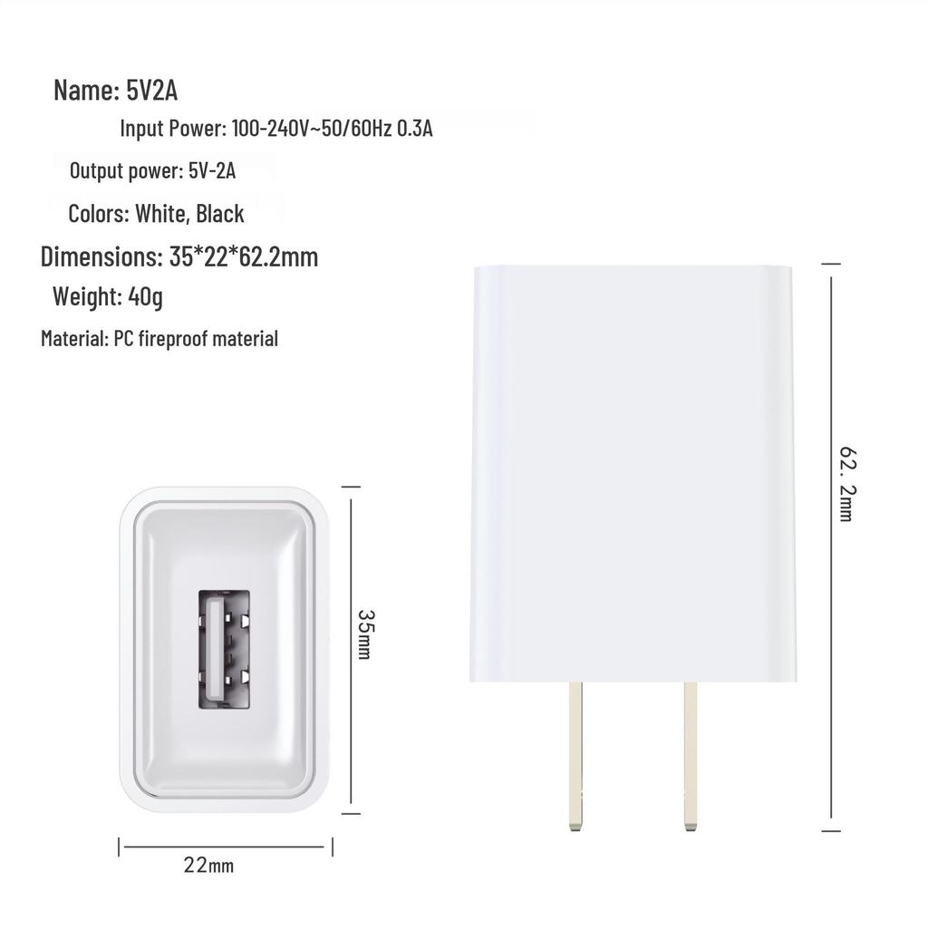 5V 2A Certified USB Mobile Charger with US/EU/UK Plug
