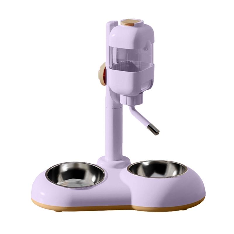 

Large Dog Bowl 2 in 1 Pet Feeders Water Feeder Adjustable Height Feeder Waterer Food Container Bowl фиолетовый