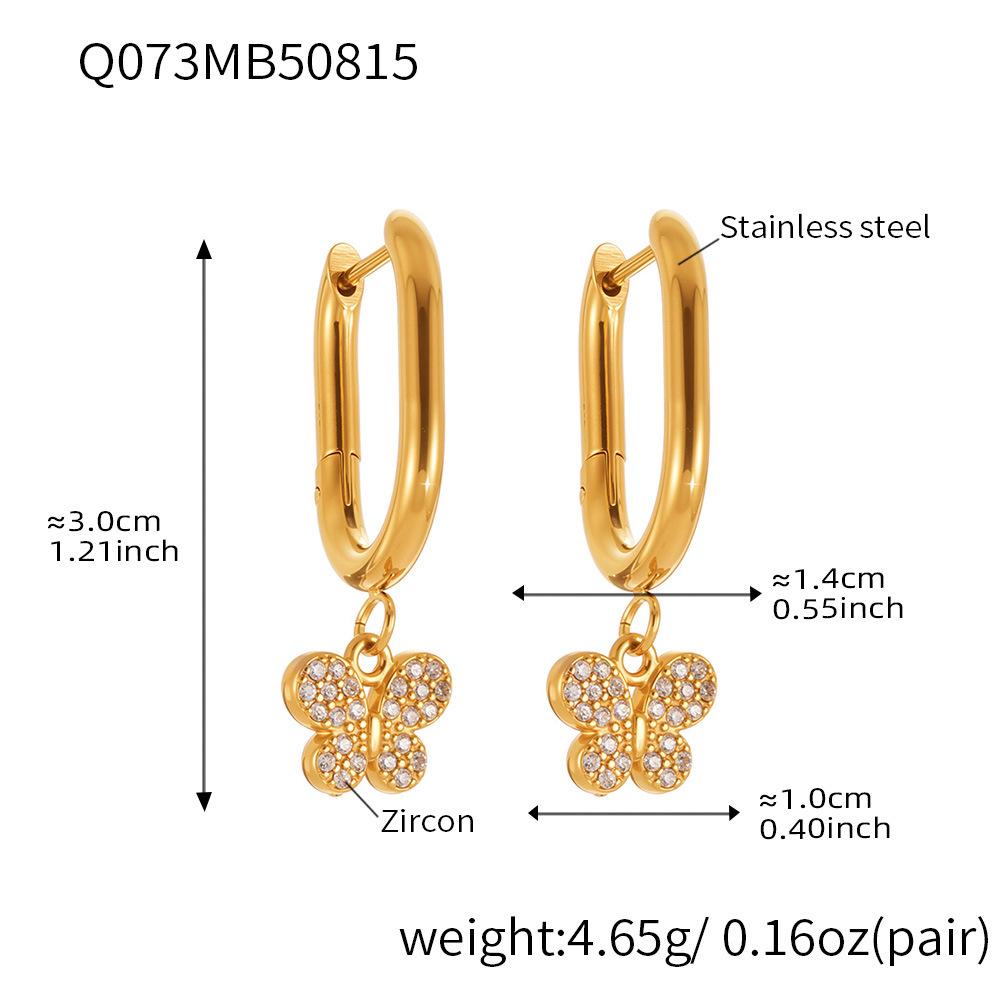 Oumika 18K Gold-Plated Butterfly & Diamond Earrings for Women