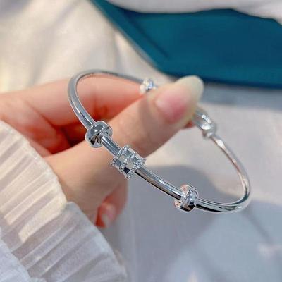 Tiktok Net Red Small Waist Solid Bracelet for Female Students Simple Fashion Versatile Luxury Push Pull Hand Ring Feeling