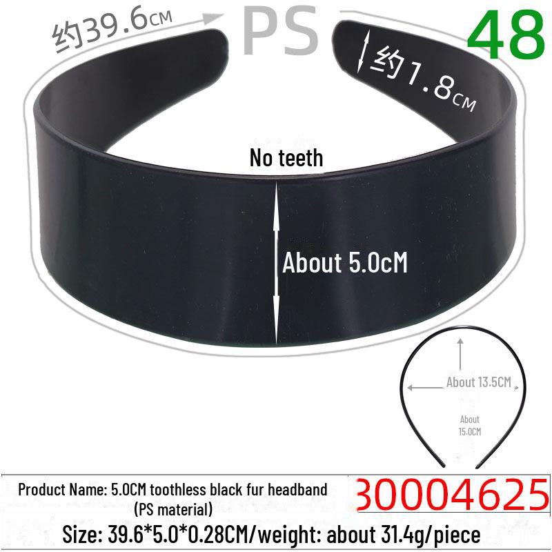 Handmade 2.5CM Toothless Black Hairband - PS Material Hair Accessory