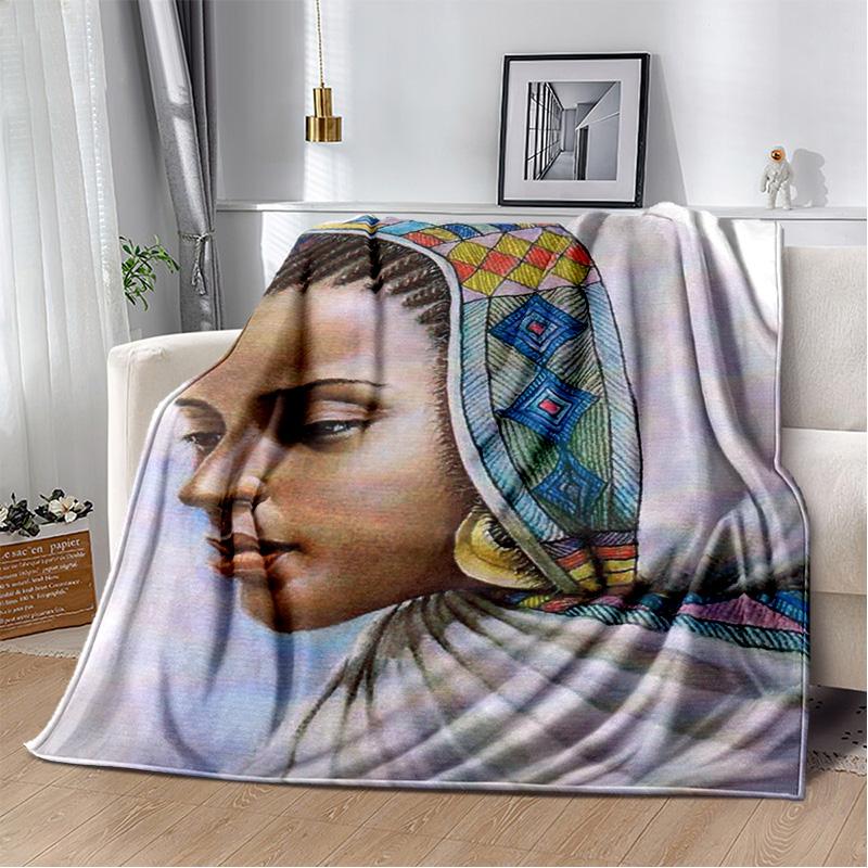 Ethiopian Painting Art Africa Blanket,Soft Throw Blanket for Home Bedroom Bed Sofa Picnic Travel Office Rest Cover Blanket Kids