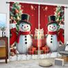 2pcs Christmas Snowman Printed Curtain for Christmas Home Decor - Rod Pocket Window Treatment for Bedroom, Office, Kitchen