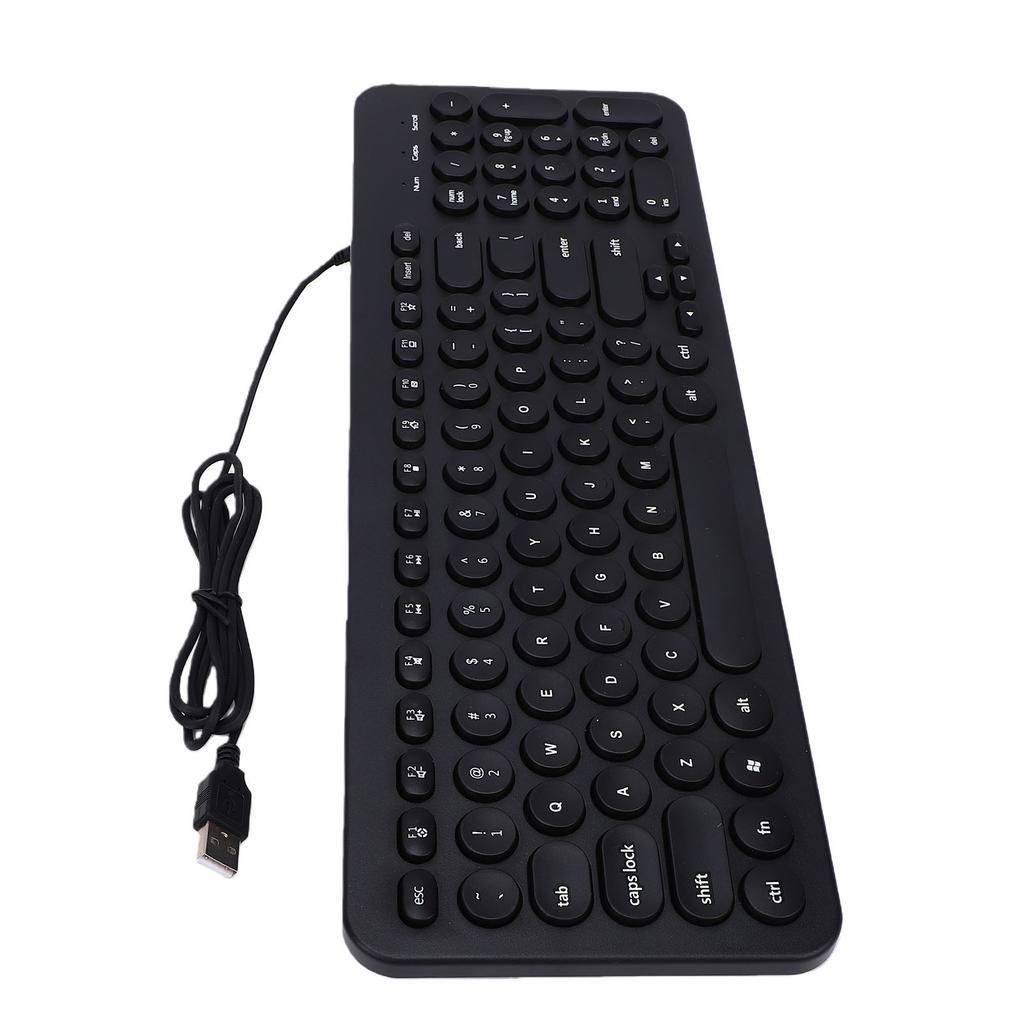 Small Wired Keyboard Multifunctional Zero Latency Quiet Round Keys Compact USB Laptop Keyboard