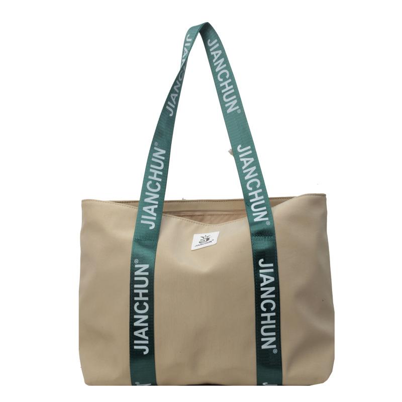 

Tote bag female college student class bag new large-capacity nylon simple portable shoulder bag хаки