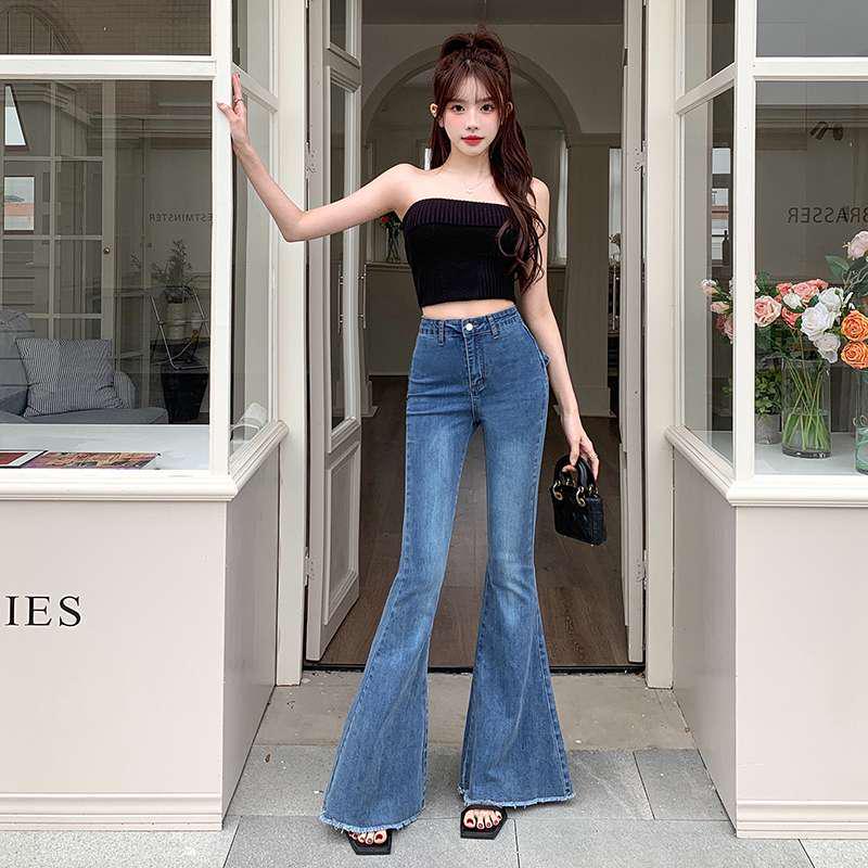 3D Bowknot Denim Pants - Women's High Waist European Style Slim Bell Bottoms for Summer