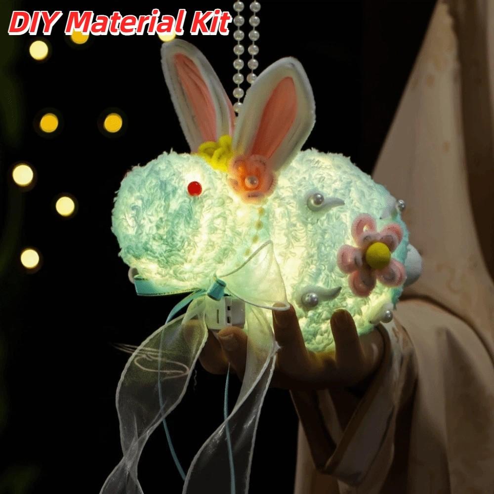 Handmade Plush Bunny Lamp Luminous Mid-Autumn Lantern Rabbit Lantern  Photoshoot Decor