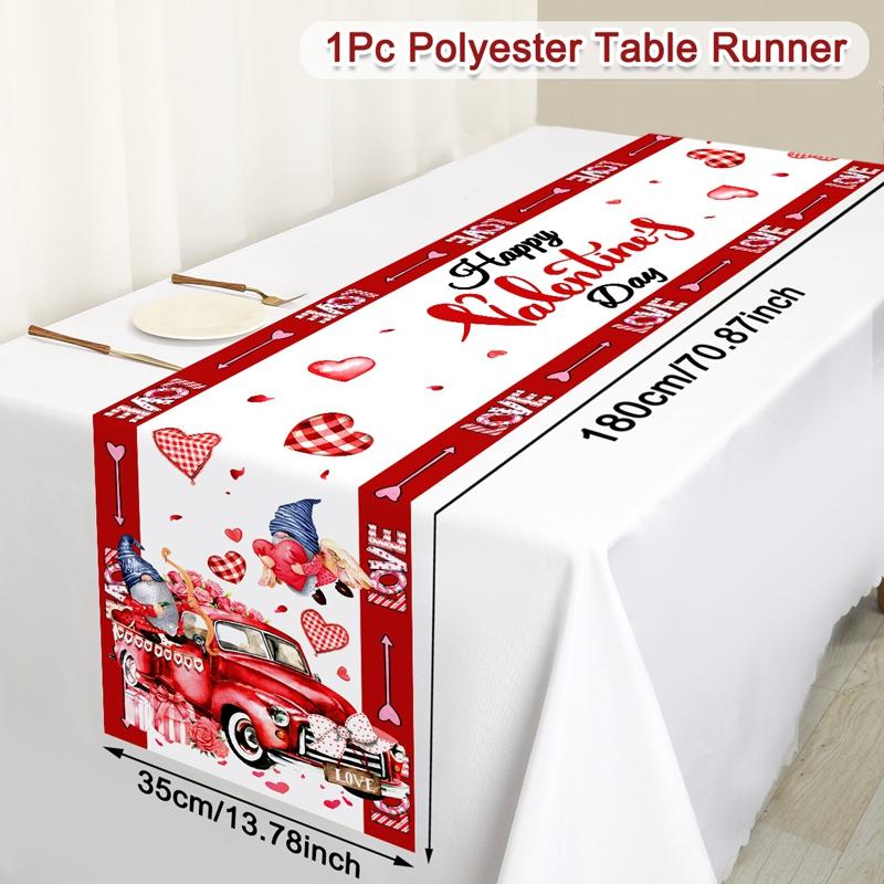 Valentine's Day Table Flag Polyester Sweet Heart Table Runner for Wedding Rose Home Kitchen Dining Table Decorations