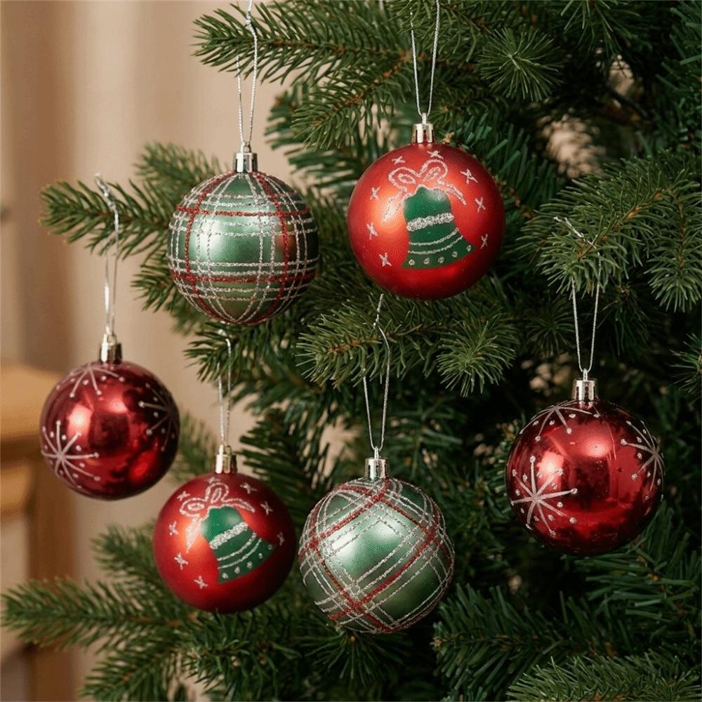 6PCS Plastic Glitter Christmas Ball Set 8cm Christmas Tree Baubles  Christmas Tree
