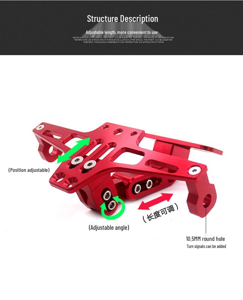 Adjustable CNC Aluminum Motorcycle License Plate Frame with Light for MSX
