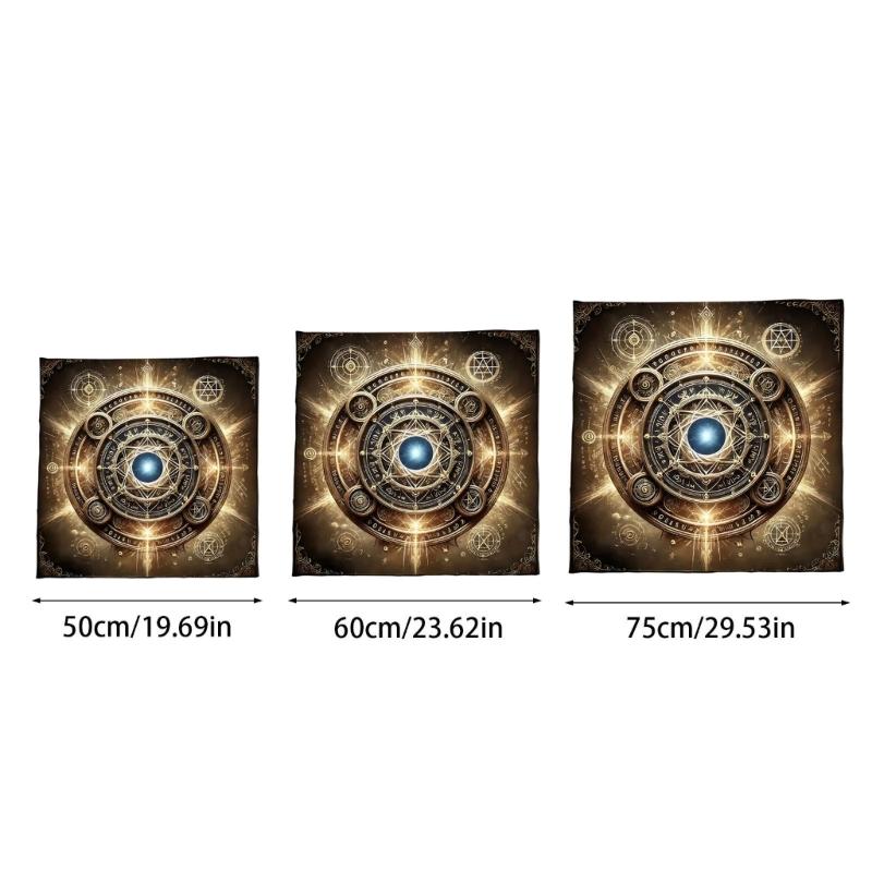 Fleece Tarots Cloth 50x50cm/60x60cm/75x75cm Soft Divination Mat with Mystical Pattern Suitable for Psychic Reading