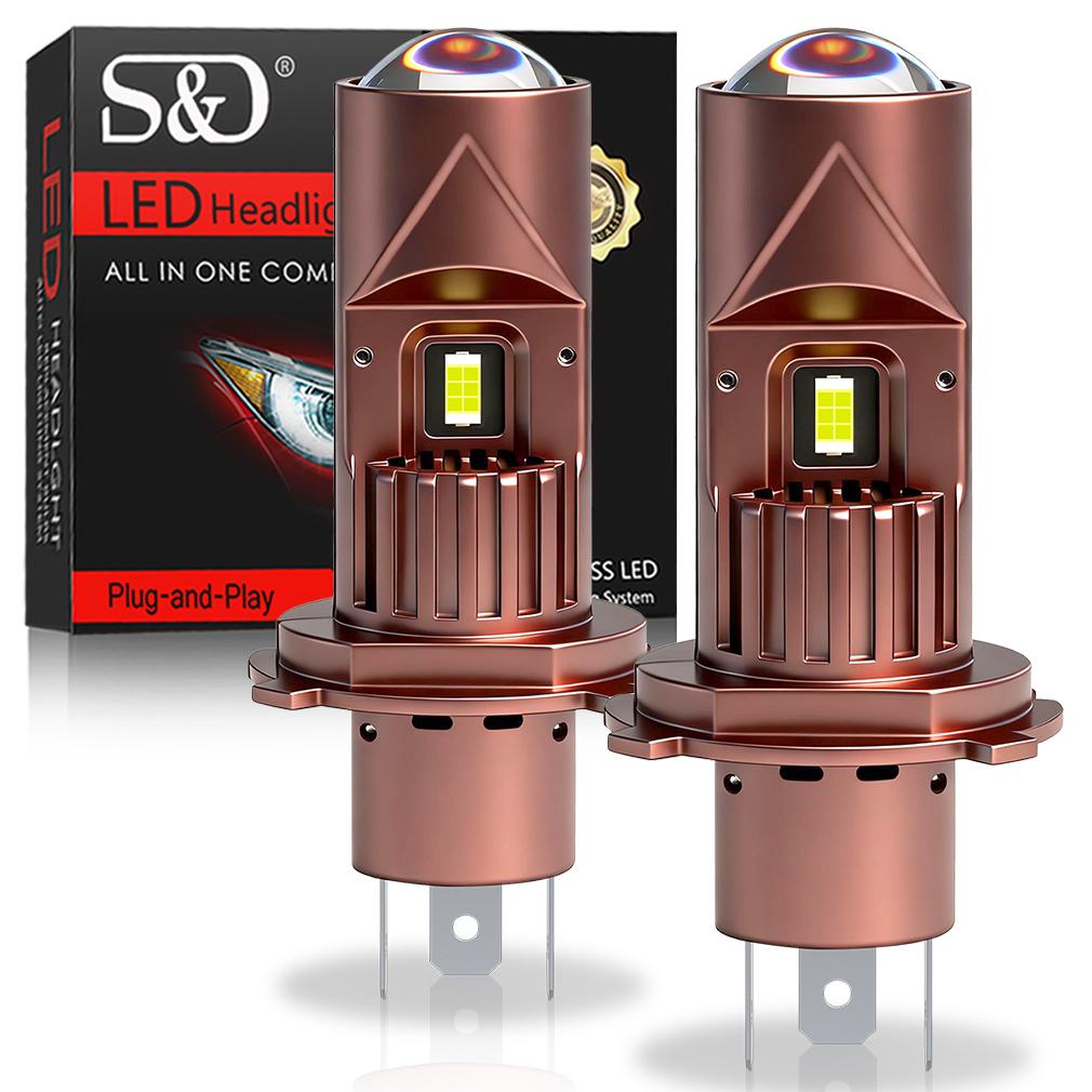 2Pcs H4 H7 LED Projector Lens Headlight Bulbs 1:1 Mini Wireless 30000LM Turbo Hi/Lo Beam Plug & Play 6500K White 12V