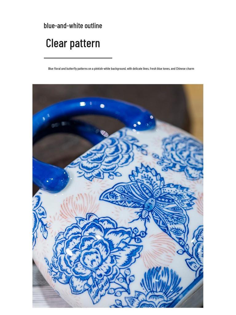 Jingdezhen Ceramic Handbag Vase - Chinese Style Hydroponic Ornament for Home Desktop Flower Arrangement