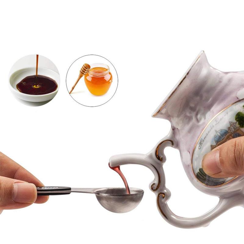 LMETJMA 7pcs/set Magnetic Measuring Spoons Set with Leveler Stainless Steel Double-Sided Measuring Spoons Set for Cooking Baking