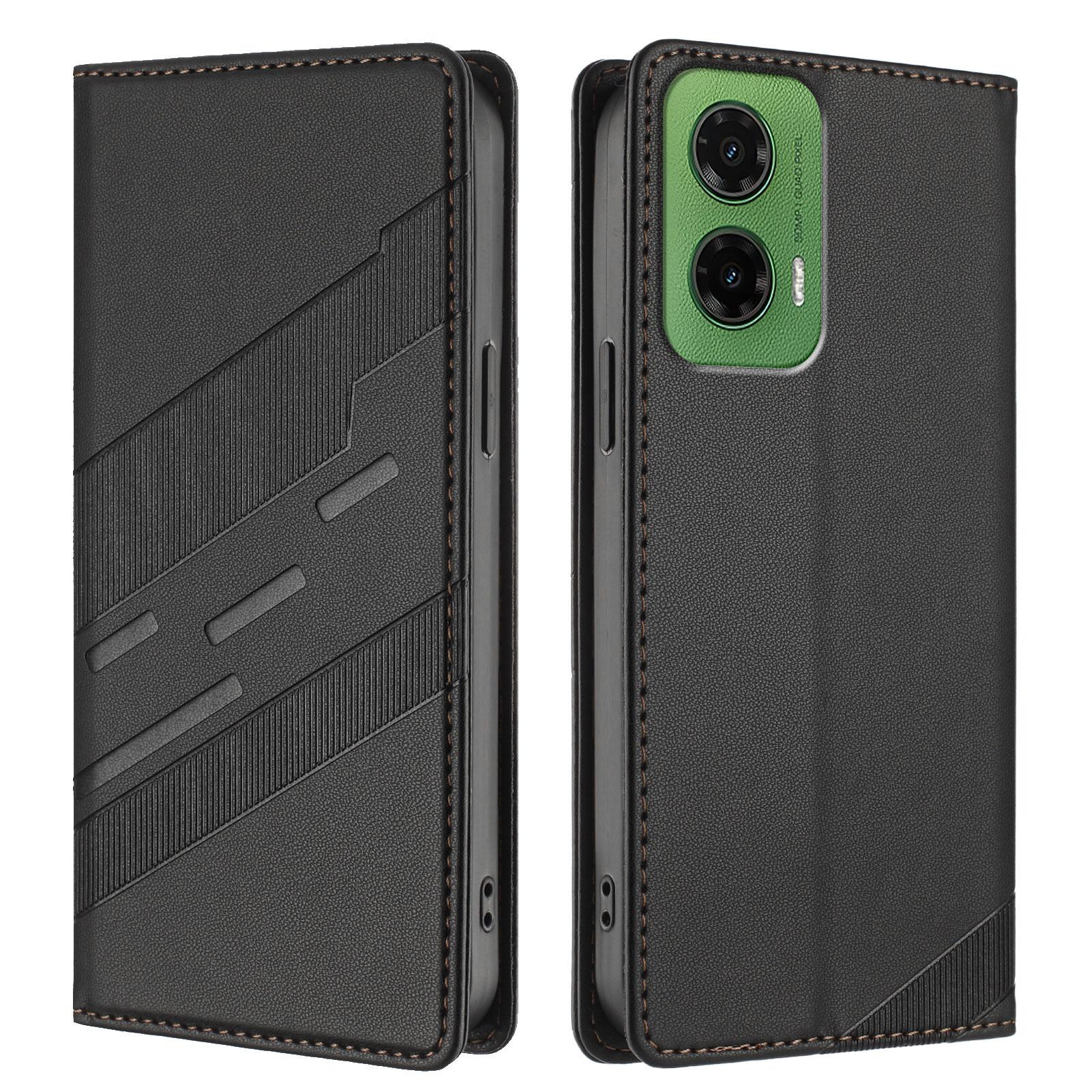 

Чехлы для телефона Motorola Moto G35 5G в стиле панк с тиснением, кошелек-подставка, кожаная обложка Black