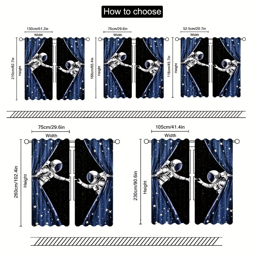 Modern Astronaut Themed Curtains Space Adventure Made Polyester Suitable Bedrooms Set Of 2 With Rod Pocket Bedroom Decor