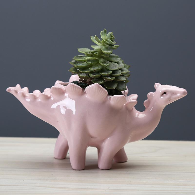 Stegosauro Dinosauro 3D Vaso da Fiori in Ceramica Fioriera per Succulente Contenitore Piccoli Vasi per Bonsai Decorazioni da Giardino per Desktop