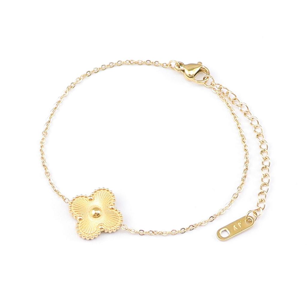 Edelstahl Glücksklee-Armband mit fünfblättrigem Kleeblatt Titanstahl-Armband Zartes Damenmodell