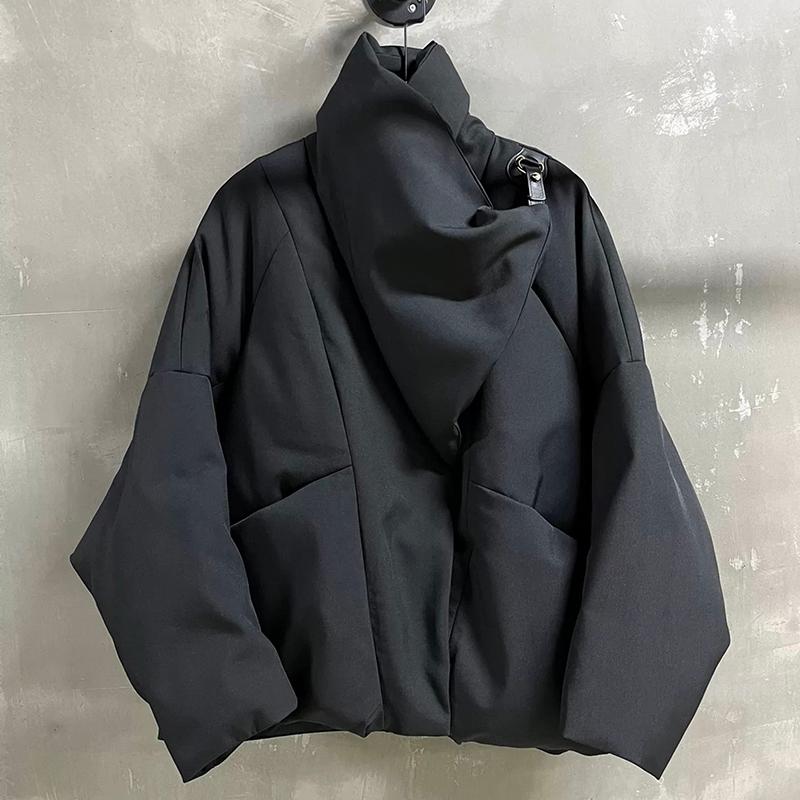 Women's Winter Short Down Cotton Jacket 2025 Simple Fashion Warm Large Lapel Jacket Long Sleeve Loose Fit Women Parkas