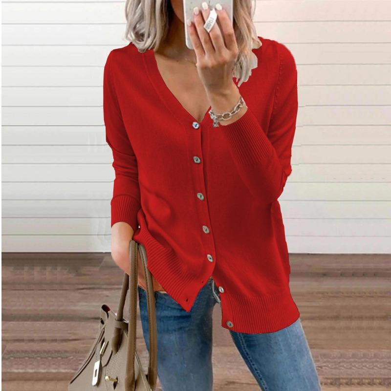 Jesień Nowy Slim Fit Casual Dzianinowy Kardigan Kobiety Moda Vintage Luźny Sweter z Dekoltem w Serek Kurtka Damska Zimowa Odzież Eleganckie Damskie Kardigany 25065