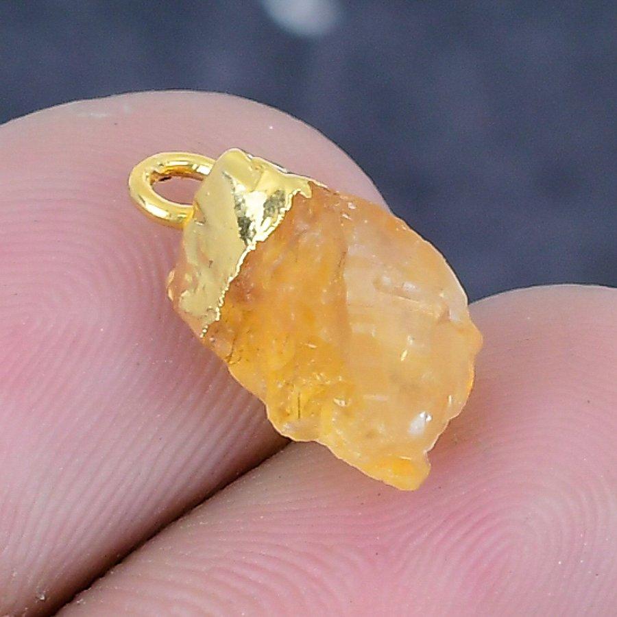 Citrin Rohstein 925 Sterling Silber Schmuck Anhänger 0,59"