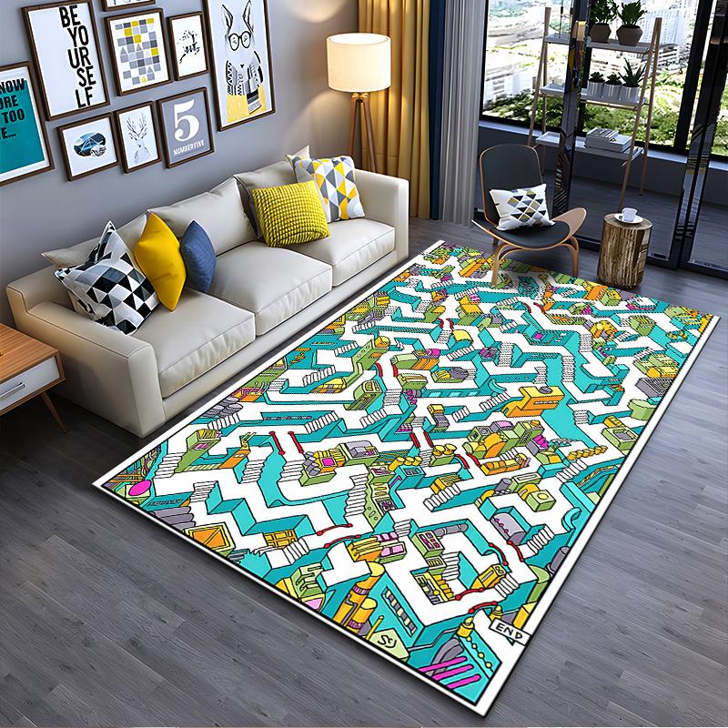 

Colorful Maze Pattern Rug for Home Decoration Suitable for use as an anti-slip game mat for living room and bedroom sofas 40x60cm( 15x23in )