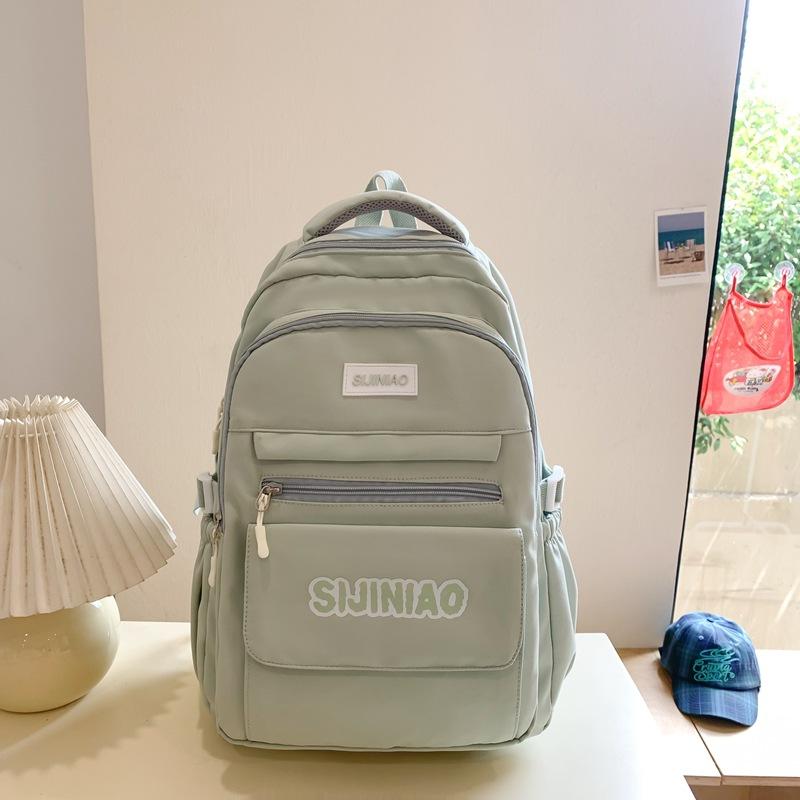 Schoolbag Korean Version Ins Simple Campus Soft Girl Girl Schoolbag Japanese Harajuku Style Large Capacity Solid Color Middle School Student Backpack