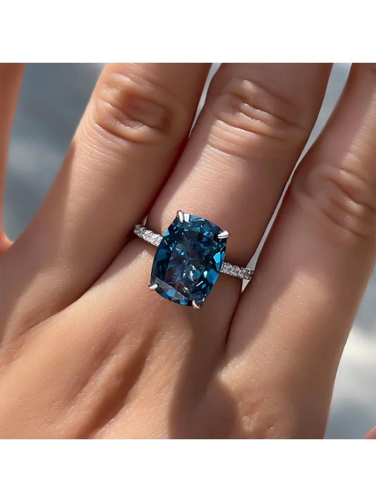 

Luxury Women Wedding Ring Round 4 Claws Cubic Zirconia Modern Fashion Design Engagement Rings for Girlfriend Love Jewelry 6
