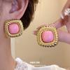 Silver Needle Stone Twisted Pleated Lines Square Earrings Medieval Vintage Earrings Light Luxury High-end Earrings Women