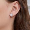 New Square Opal Stud Earrings Copper Plated Real Gold High Quality Kyocera Opal Opal Jewelry