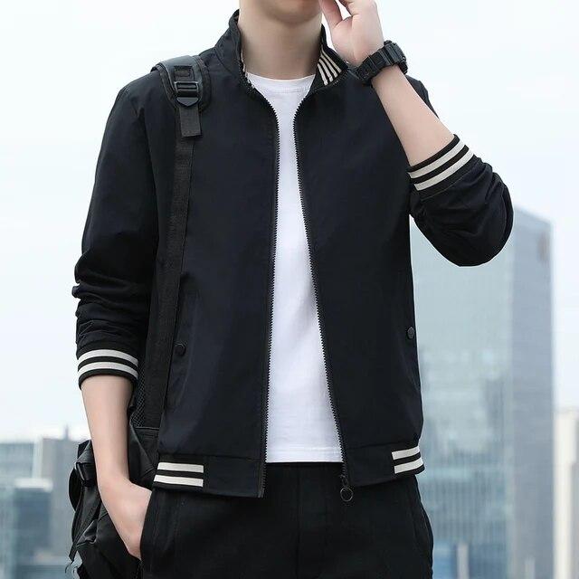 Spring and Autumn Jackets for Men Long Sleeve Regular Coats Men Jacket Solid Daily Casual Bomber Jacket