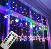 LED Pentagram Curtain Light Indoor Room Decorative Light Wedding Birthday Remote Control Curtain Lamp String with Tail