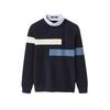 Men's Autumn Color Block Knit Pullover Sweater - Long Sleeve, Soft, Comfortable, Skin-Friendly