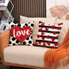 Valentine's Day Throwing Pillow Cover Red Love Letter Linen Print Cushion Cover Sofa  Pillow Cover