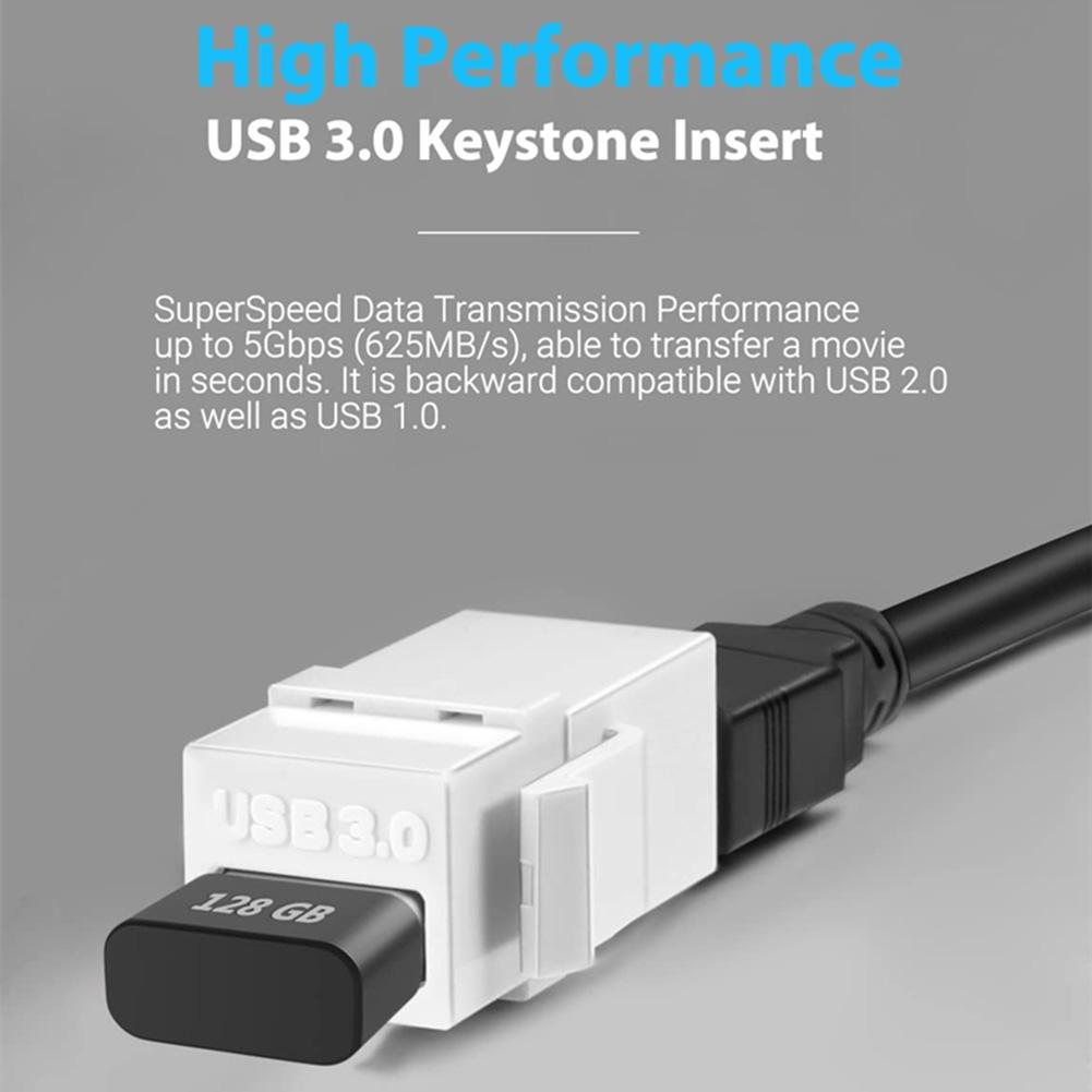 Female To Female Connector USB 3.0 Keystone Jack Inserts Connect Equipment with USB Port Snap-in Connector Socket Adapter Port