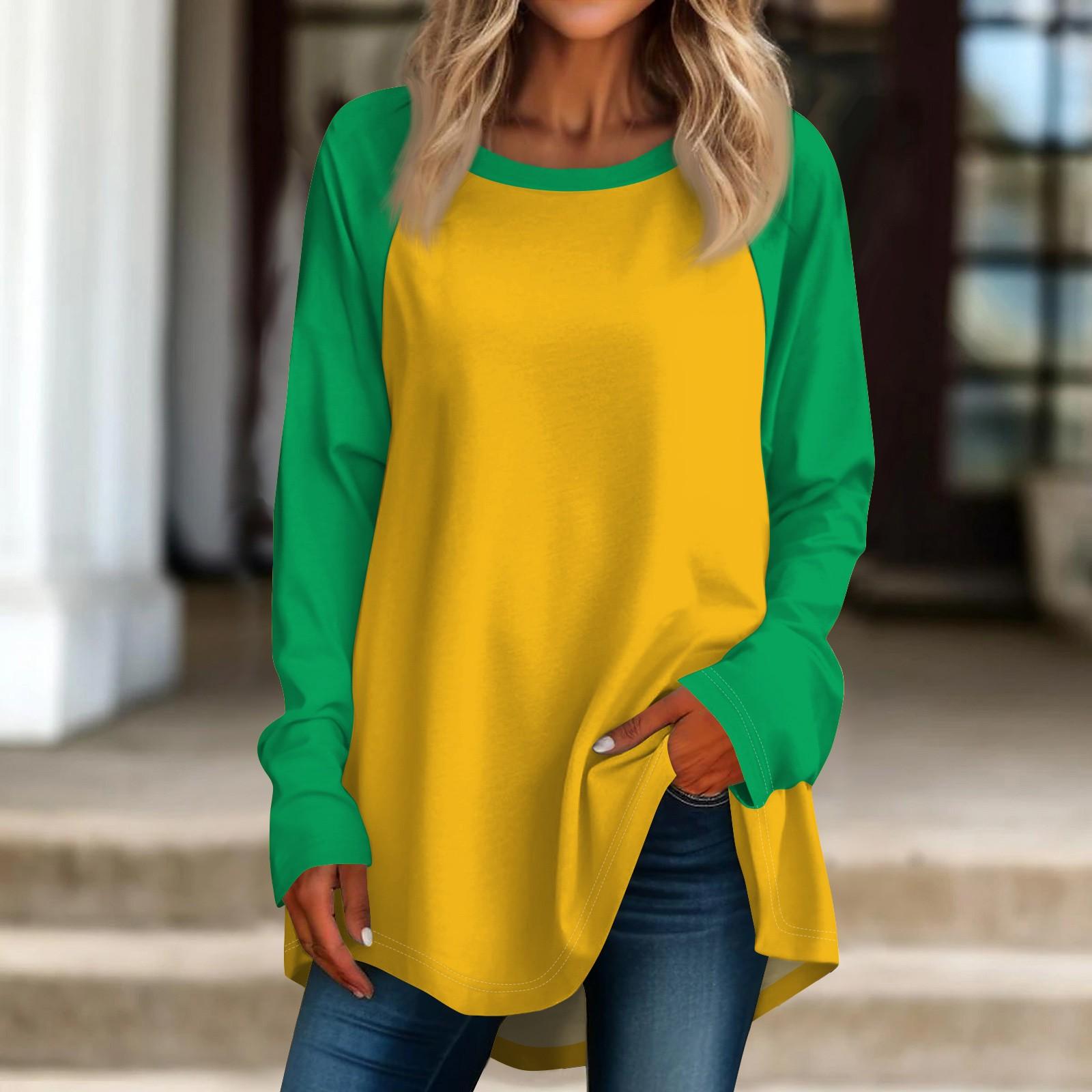 

Женская негабаритная полосатая рубашка с длинными рукавами и круглым вырезом, полосатая футболка, верхний пуловер XL оранжевый