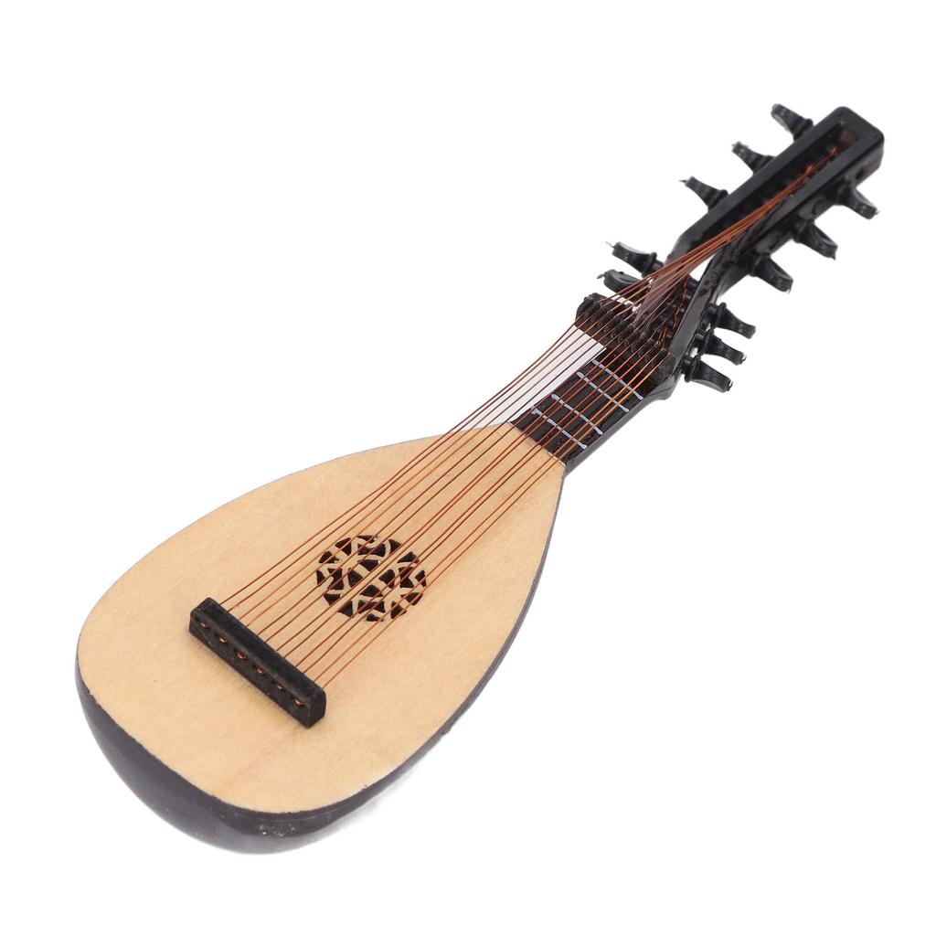 Mini Lute Pipa Model Unique Small Decor Miniature Ornament Musical Instrument Wooden Photo Prop