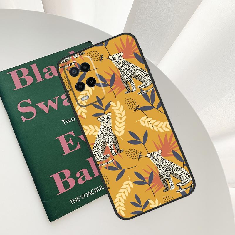 Tigers Leopards Tropical Leaves Case For Oppo A15 A16 A17 A52 A72 A76 A96 A54 A74 A94 A54S A57S A58 A78 A98 A57 A77 Cover