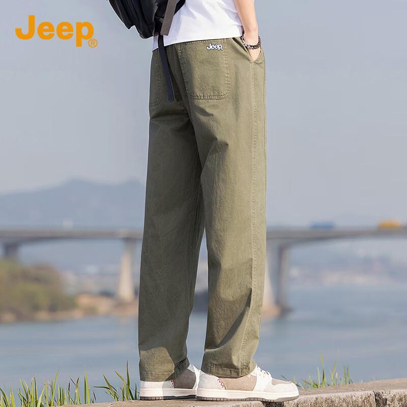Jeep Men's Lightweight Cotton Straight-Leg Utility Casual Pants