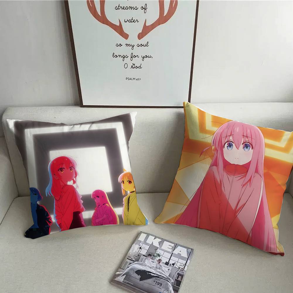 1PC Anime Bocchi The Rock Pillow Case Square  Bedroom Sofa Leisure Comfort Cushion Car Home Decoration Pillowcase 40x40