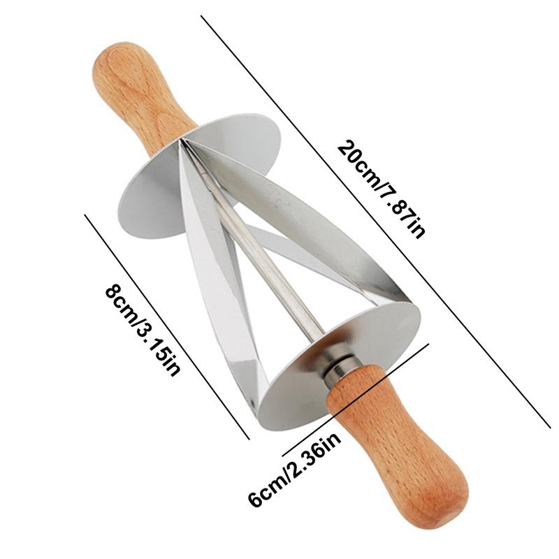 

Ролик для теста для круассанов из нержавеющей стали, кухонный треугольный нож для теста, роликовый нож для круассанов из нержавеющей стали, тесторезка серебряный