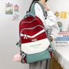 Simple Color Matching Female College Student Schoolbag Durable Large Capacity Backpack Junior High School High School Lightweight Backpack