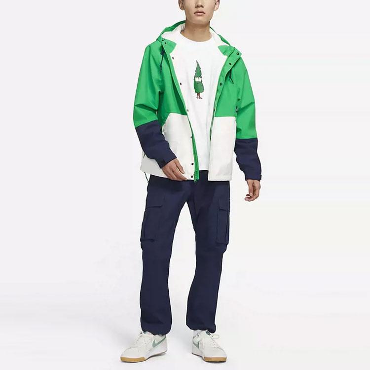 Nike SB Tkana Polarowa Podszyta Kolorowa Blokowa Skateboardowa Kurtka z Kapturem i Logo Męska Odzież Wierzchnia Zielona DH2626-310