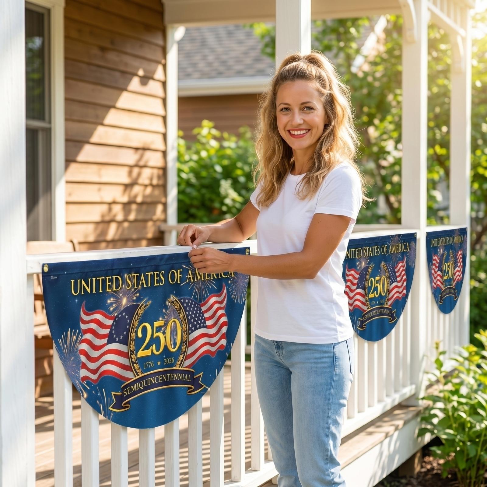

STATES OF AMERICA 250th Anniversary Independence Day Semi-Quincentennial Flag 1776 2026 Decorative Hanging Outdoor Indoor Display One Size