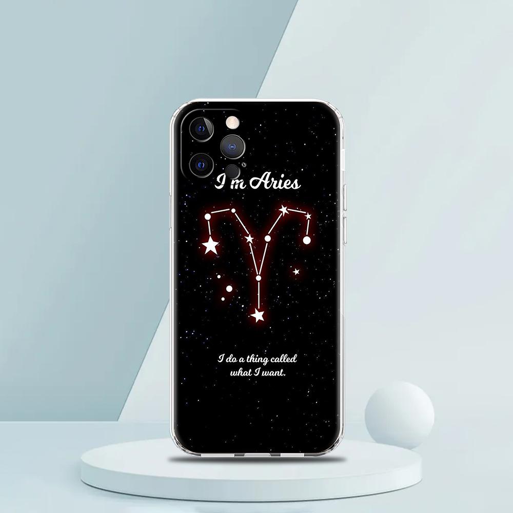 Constellation Virgo Aries Soft Transparent Phone Case for iPhone 16 15 14 13 12 11 Pro Max XR 8 7 Plus XS Max Shockproof Shell