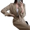 Women's Khaki Summer Suit Set: High Waist, Slimming Straight-Leg Pants, Professional Slim Fit, Versatile Temperament
